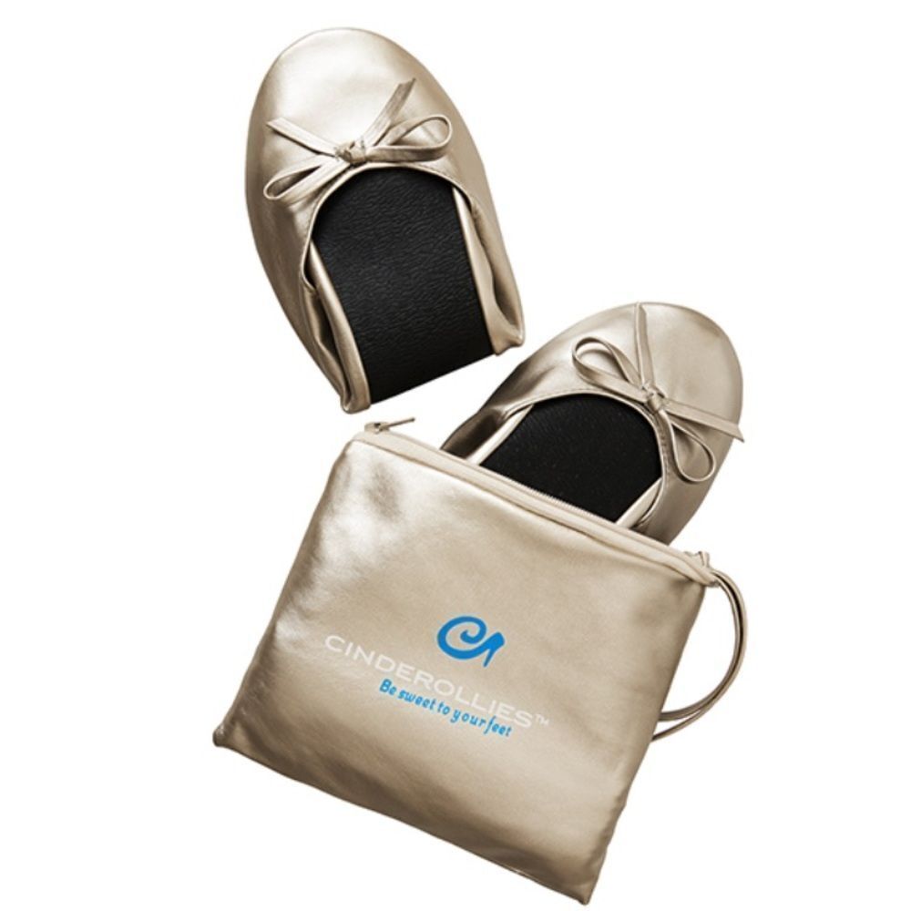 Cinderollies Gold Foldable Ballet Flats Size 10/11